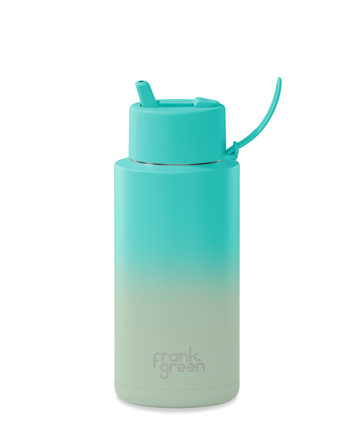 Frank Green Gradient Ceramic Reusable Bottle 34oz/1 Litre With Straw Lid - Bondi Bliss