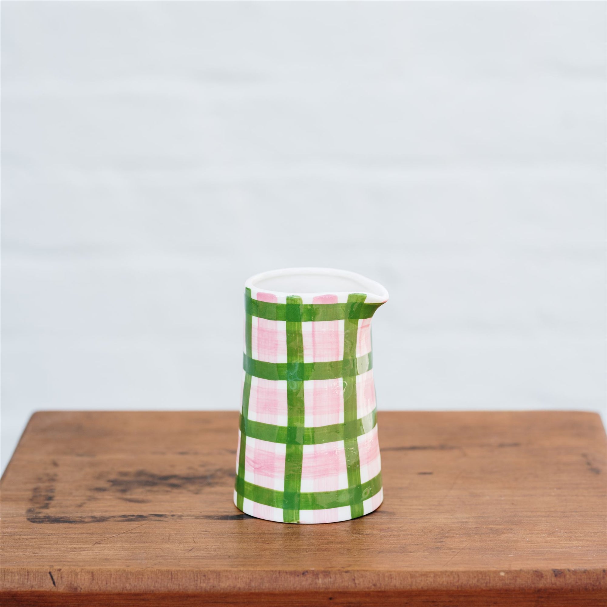 Noss & Co Milk Jug - Pink & Green Gingham