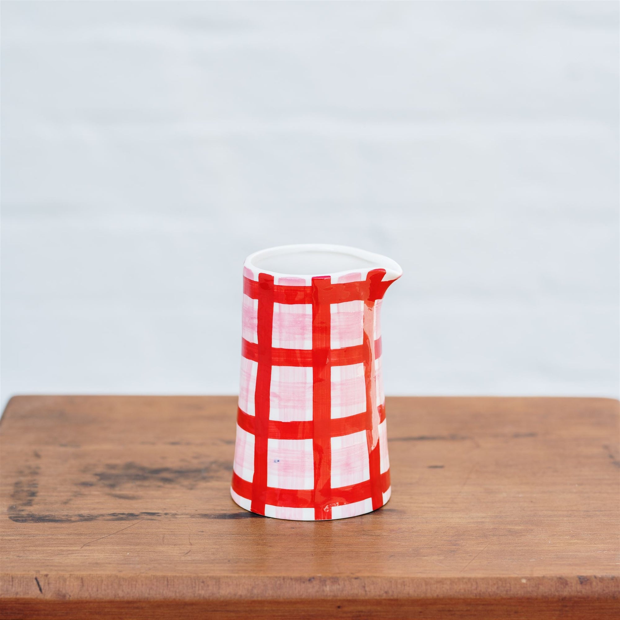 Noss & Co Milk Jug - Pink & Red Gingham