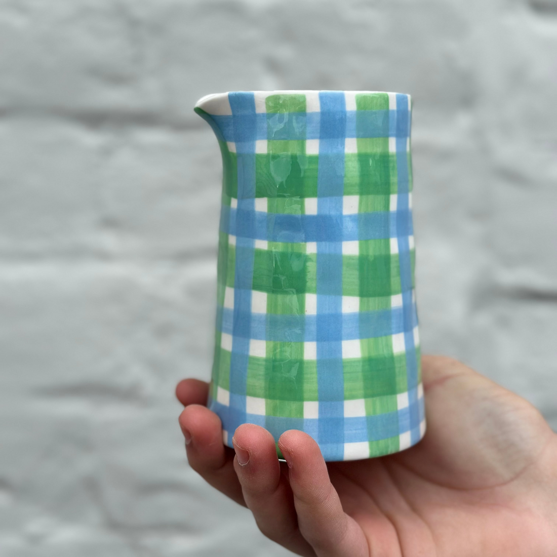 Noss & Co Milk Jug - Blue & Green Gingham